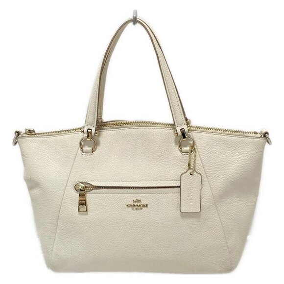 Auth COACH Pebbled Leather Prairie Satchel 34340 Cream Leather - Handbag - Picture 1 of 12
